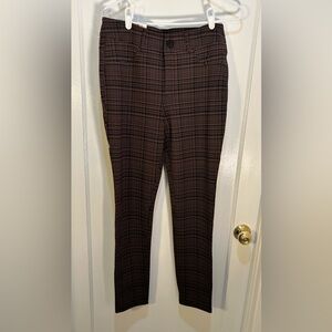 Seven 7 Women's Pants Brown Plaid Size 10 Skinny  Flawless Fit New With Tags